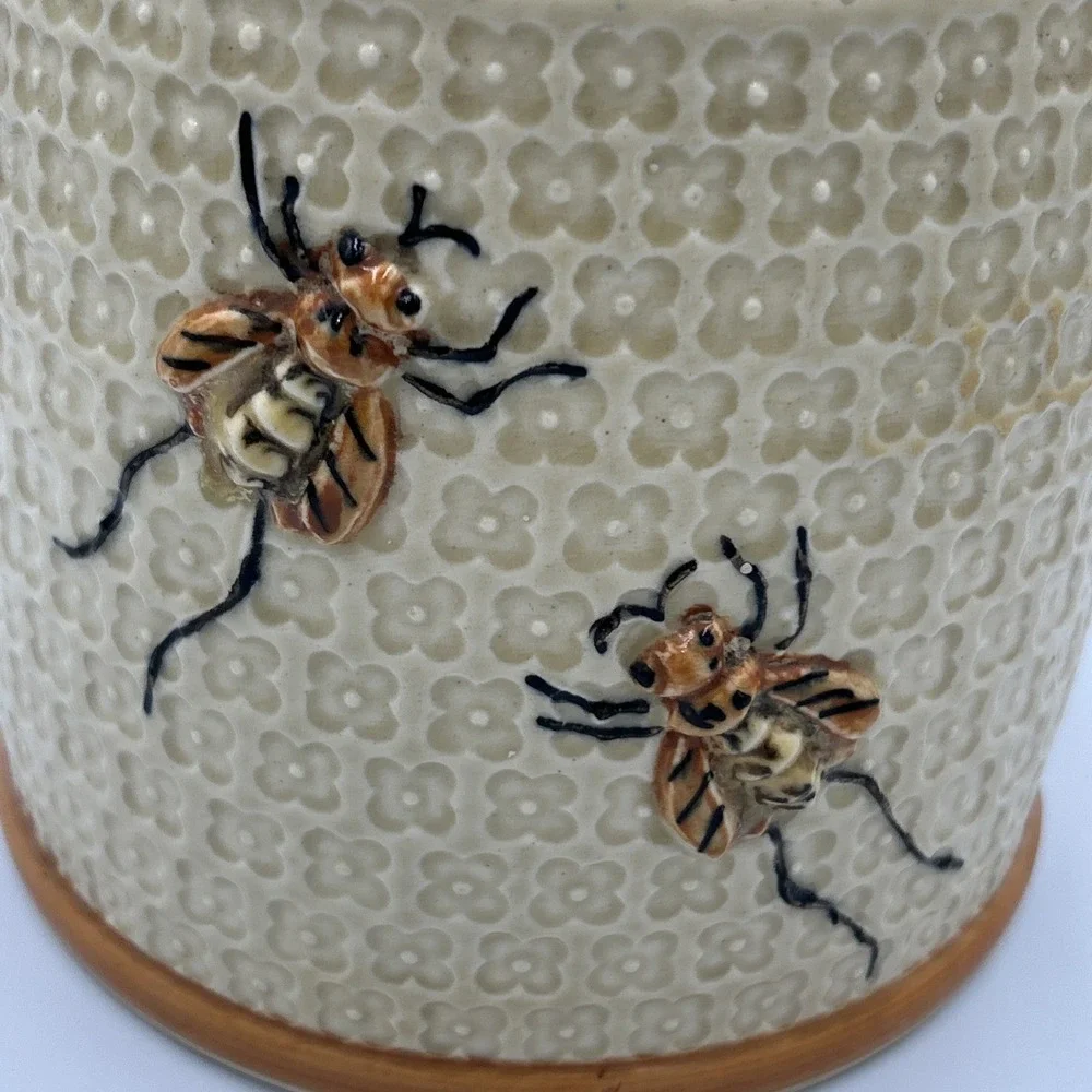 40's Queen Bee Cookie‎ Jar Canister Flower Pot Japan Cottagecore Farmhouse Decor